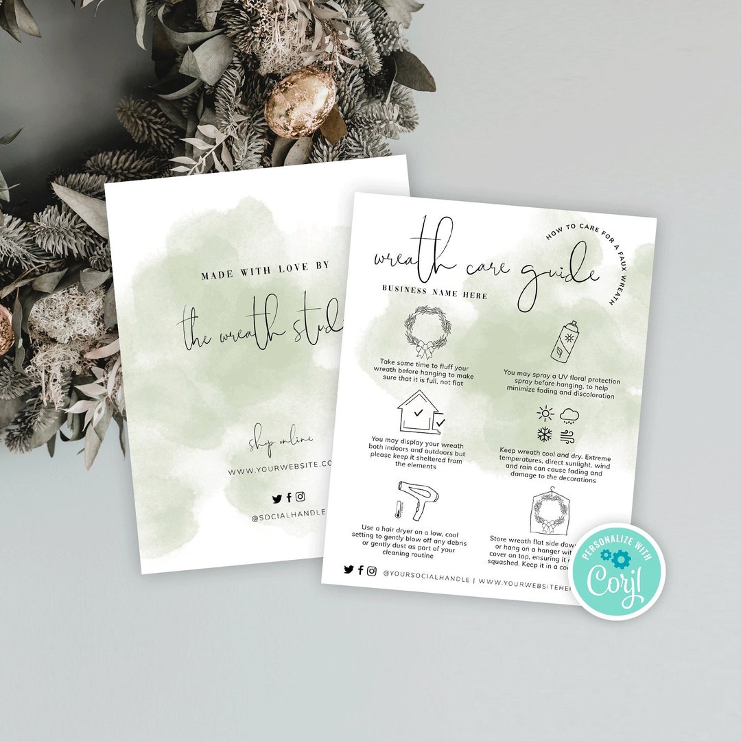 Autumn Wreath Care Guide Template Faux and Real Wreaths Care Etsy