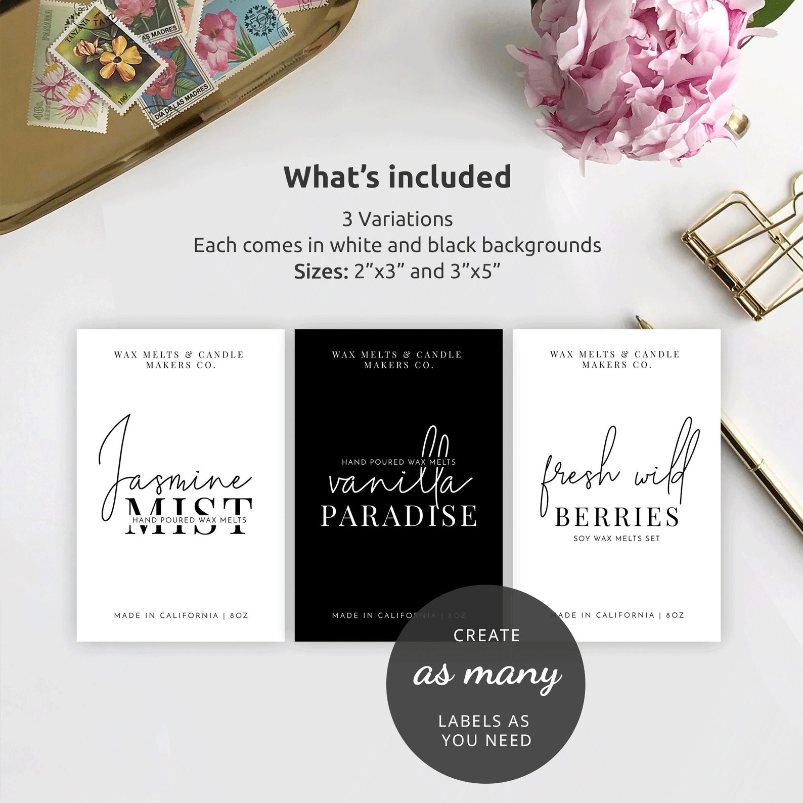 Wax Melts Labels Template, Minimalist Label Design, Customizable Wax ...