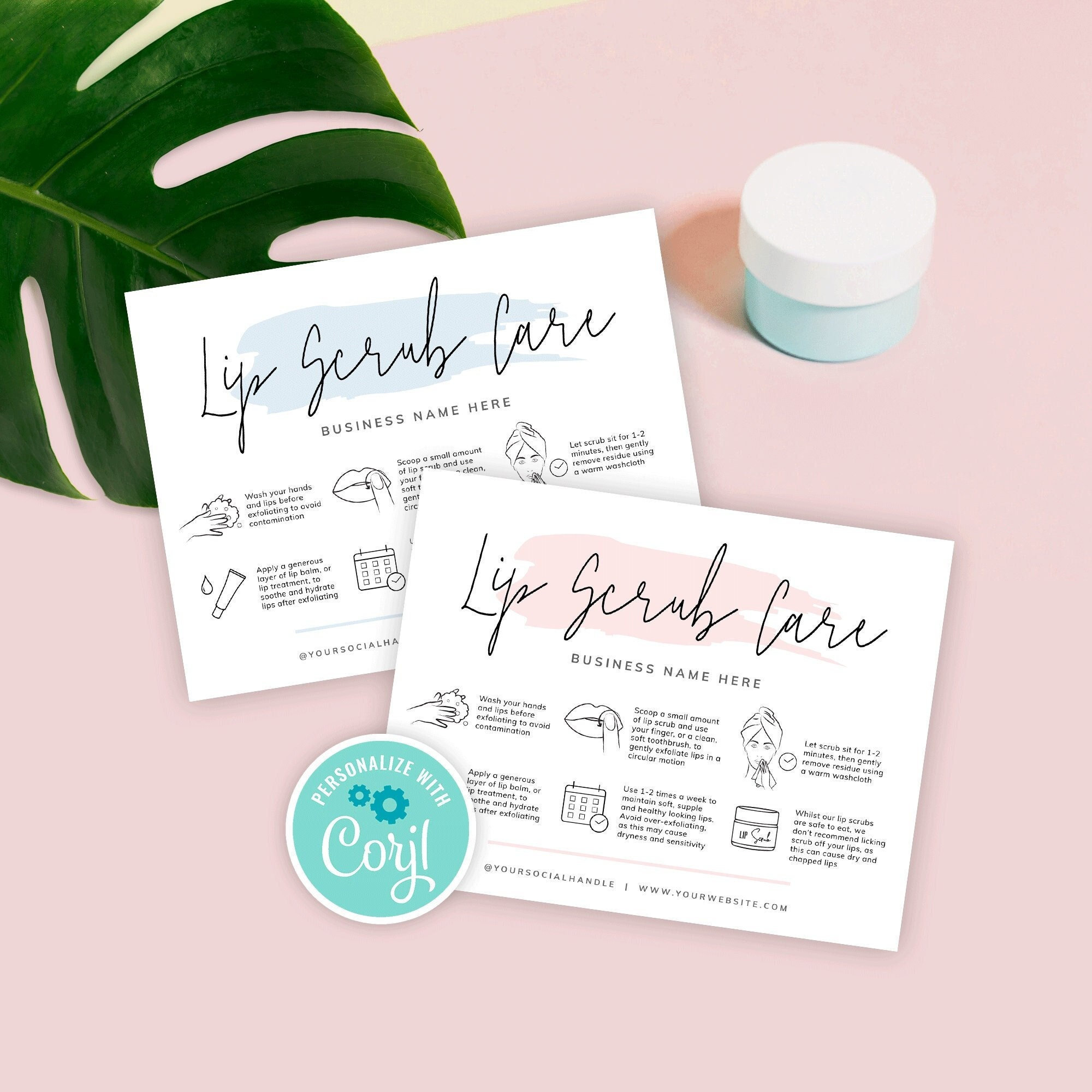 Lip Scrub Care Card Template Editable Lips Sugar Scrub Care | Etsy