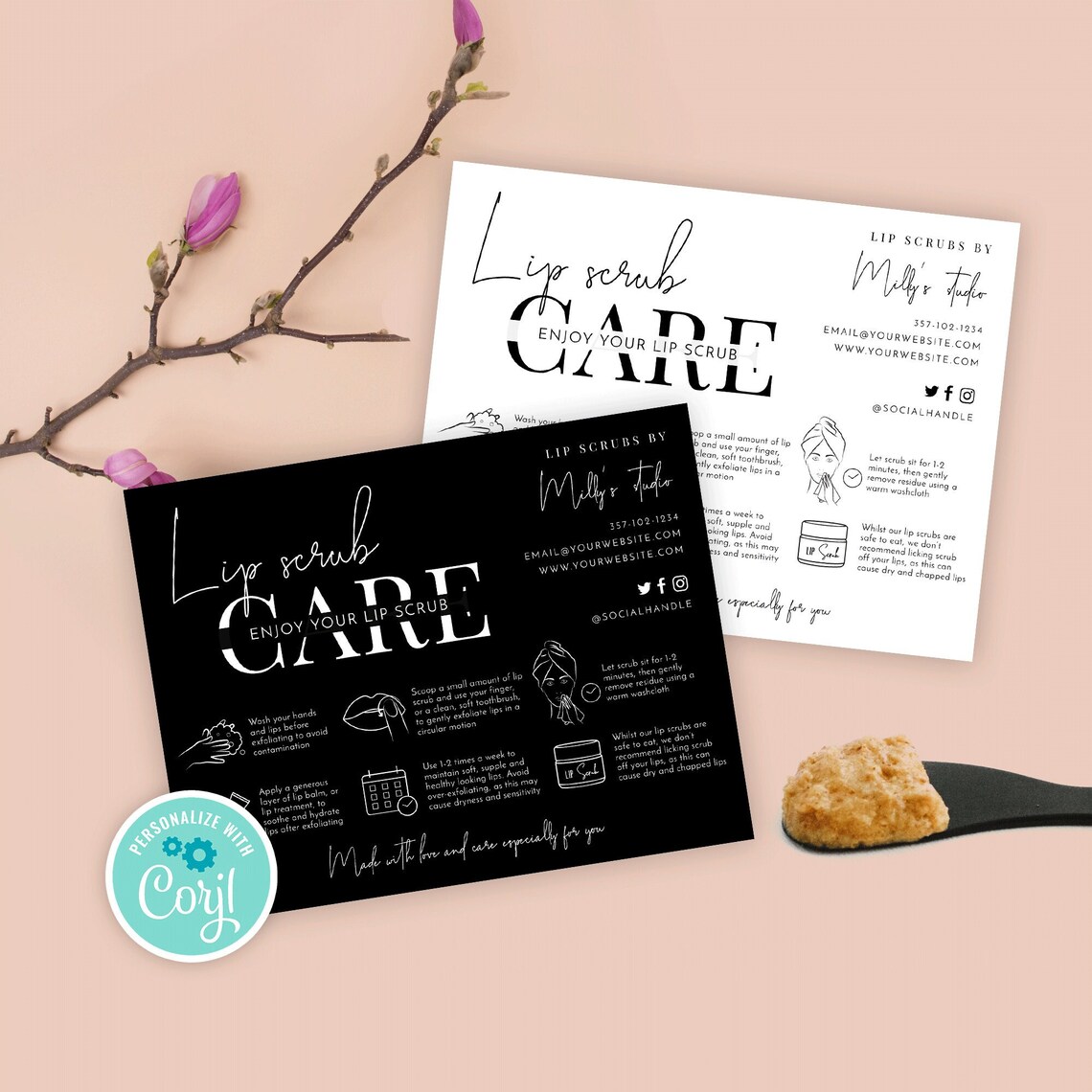 Lip Scrub Care Guide Template Custom Lips Scrub Application | Etsy