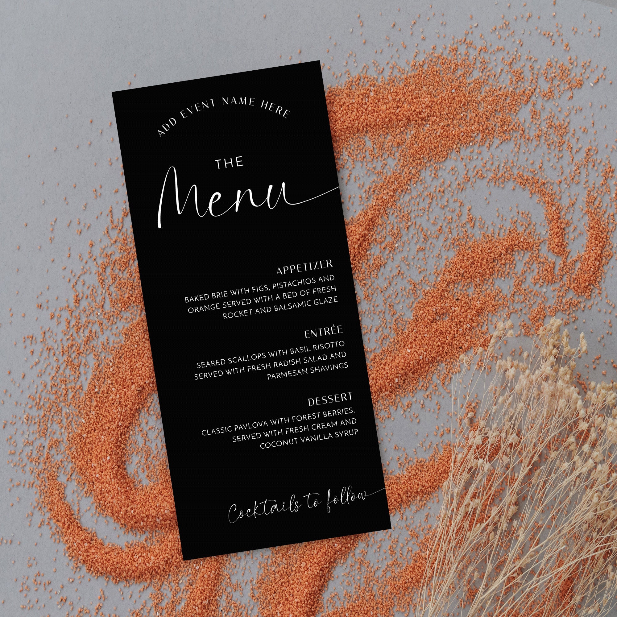 Elegant Dinner Menu Template Editable Charity Fundraiser Etsy