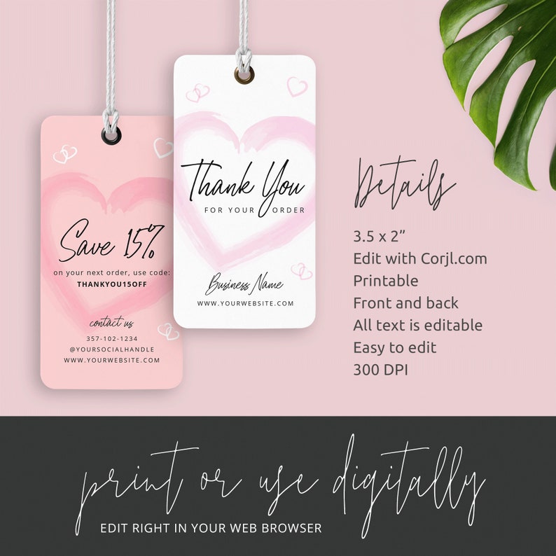 DIY Swing Tag Template Editable Hang Tags Design Printable | Etsy