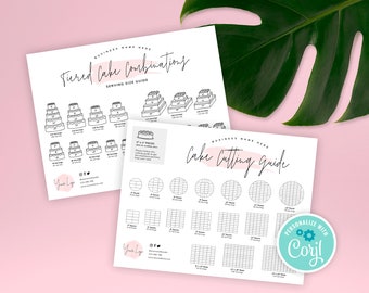 Cake Cutting Guides Template, Printable Wedding Cake Cutting Instructions, Editable Tiered Cake Serving Guide, Instant Download, DIY, PW-001