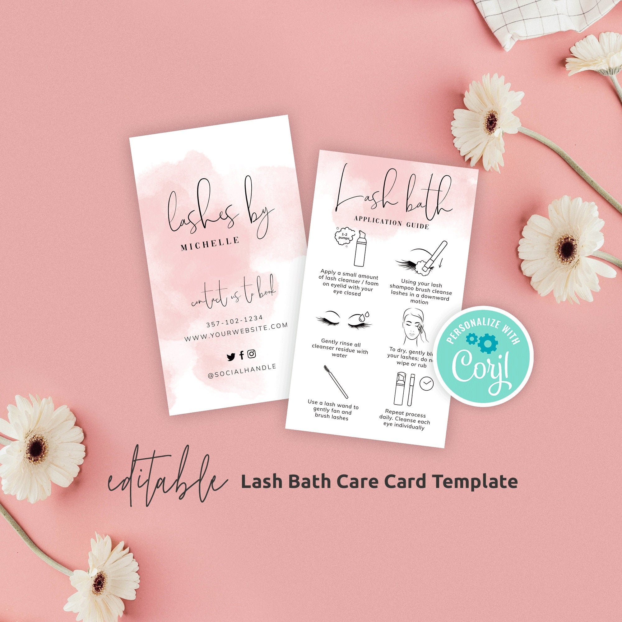 Lash Bath Care Guide Template Editable Lash Shampoo Care Etsy