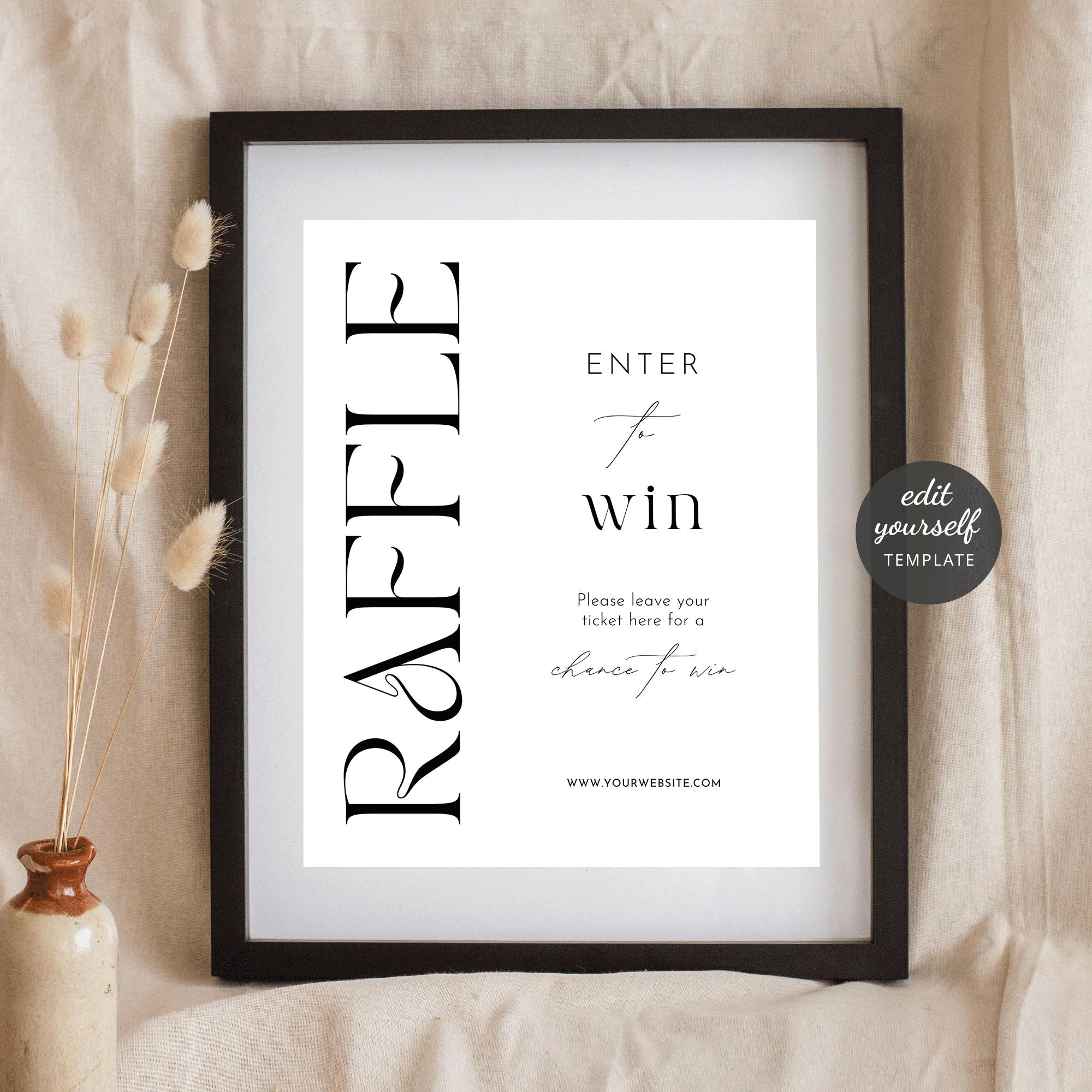 Craft Raffle Sign Elegant Raffle Sign Canva Template, Minimalist Enter to Win Poster 8