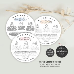Fire Starters Warning Label Template, Editable Wax Firelighters Safety ...