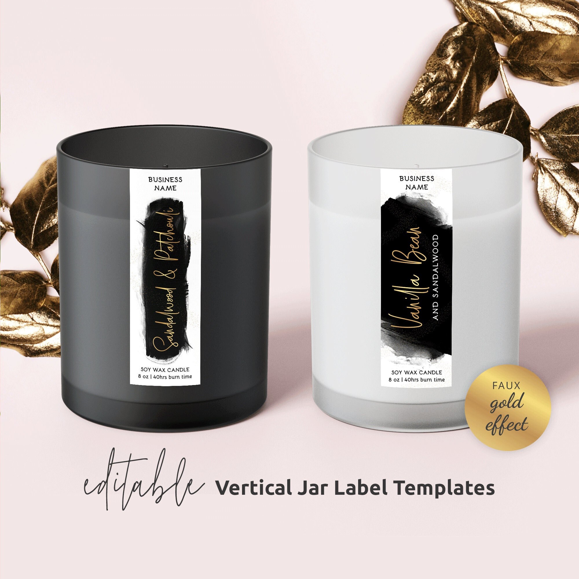 Luxury Foiled Candle Labelling Matt Black Vinyl, Custom Foiled, Candle  Stickers Labels, Bottles, DIY Logo, Wax Melt Supplies, Jar, Gifts 