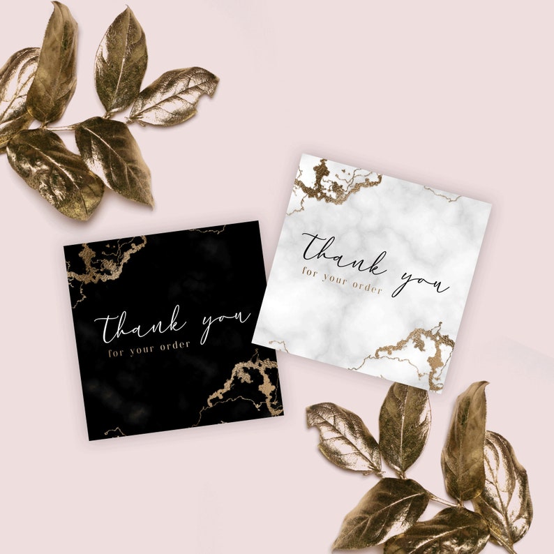 Editable Thank You for Order Template, Black Marble & Gold Business ...