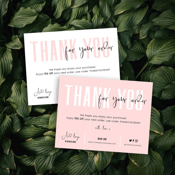 Small Business Thank You Card Template Thank You for Your - Etsy