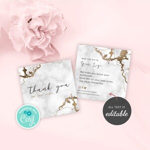 Editable Thank You for Order Template, Black Marble & Gold Business ...