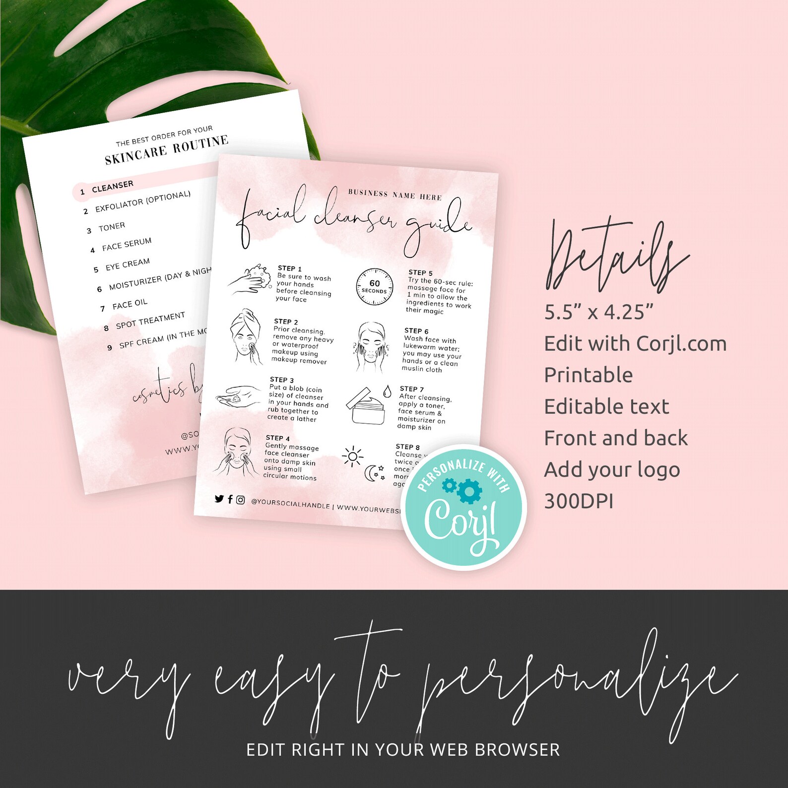 Face Cleanser Care Instructions Template Printable Face Wash Etsy