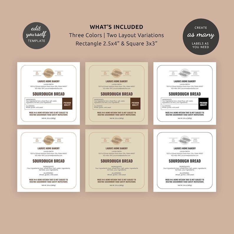 Bread Background Label Bread Labels Template, Trendy Beige Cottage Law Sticker Design, DIY ...