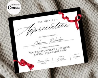 Plantilla de Canva para certificado de reconocimiento: Diseño de premio de reconocimiento profesional con elegantes cintas