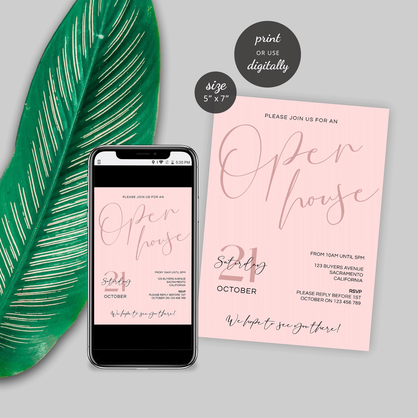 Editable Open House Invite Template, Feminine Estate Agent Marketing ...