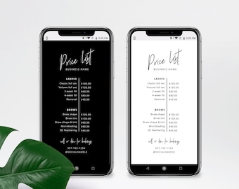 DIY Instagram Price List Template, Insta Story Price List Design, Minimalist Pricelist, Digital Pricing Lists, Social Media Menu, M-001