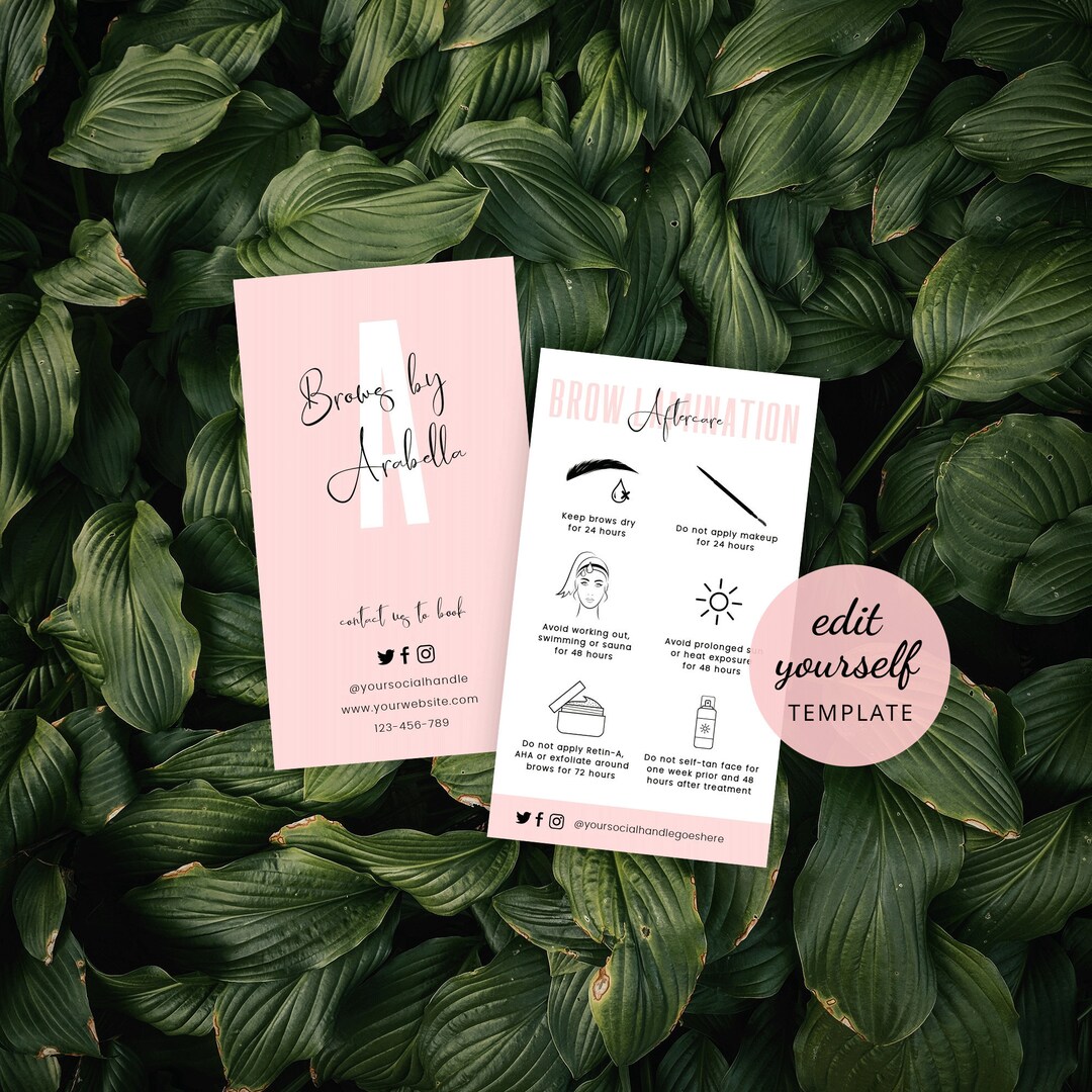 Editable Brow Aftercare Card Brows Tint Care Instructions Etsy