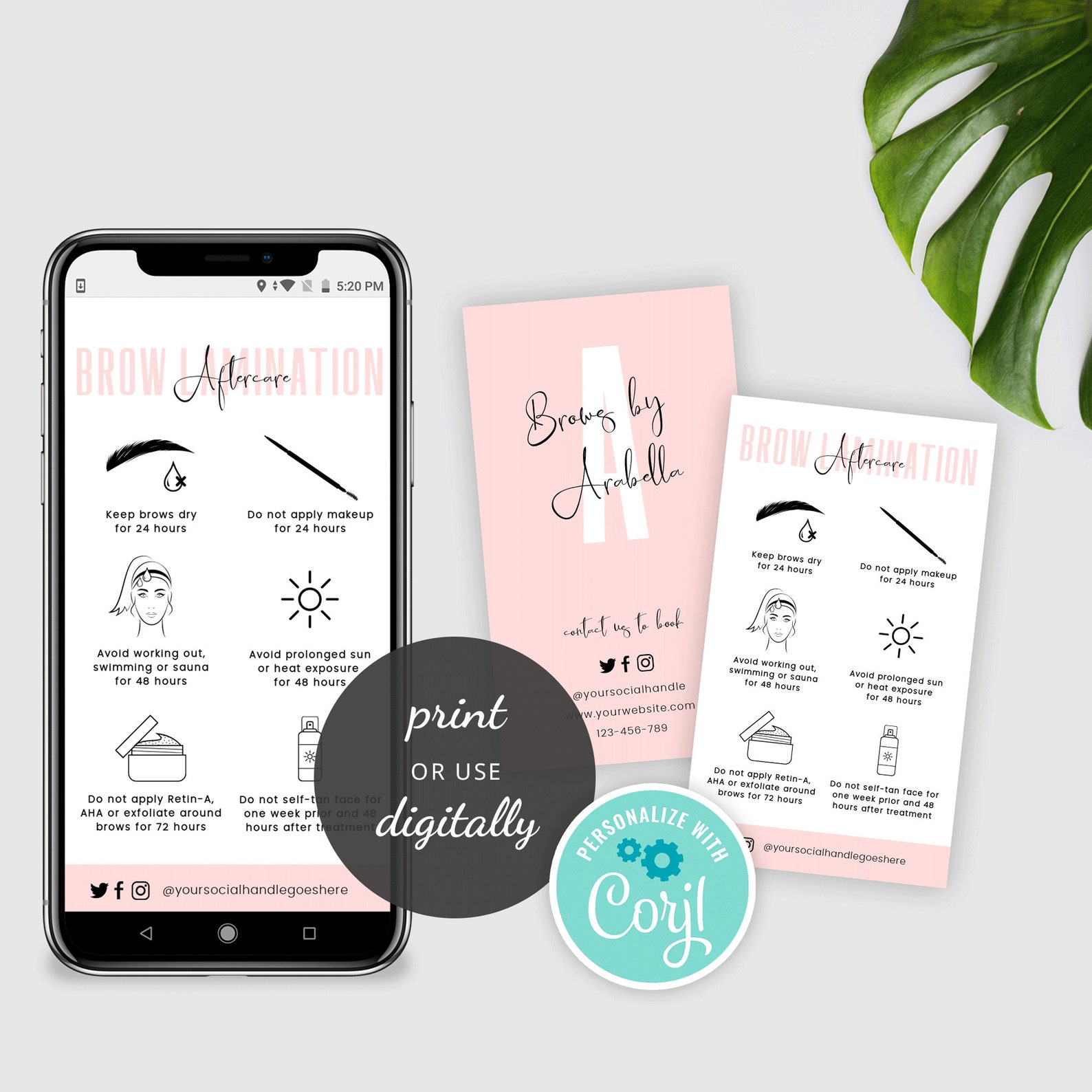 Editable Brow Aftercare Card Brows Tint Care Instructions Etsy