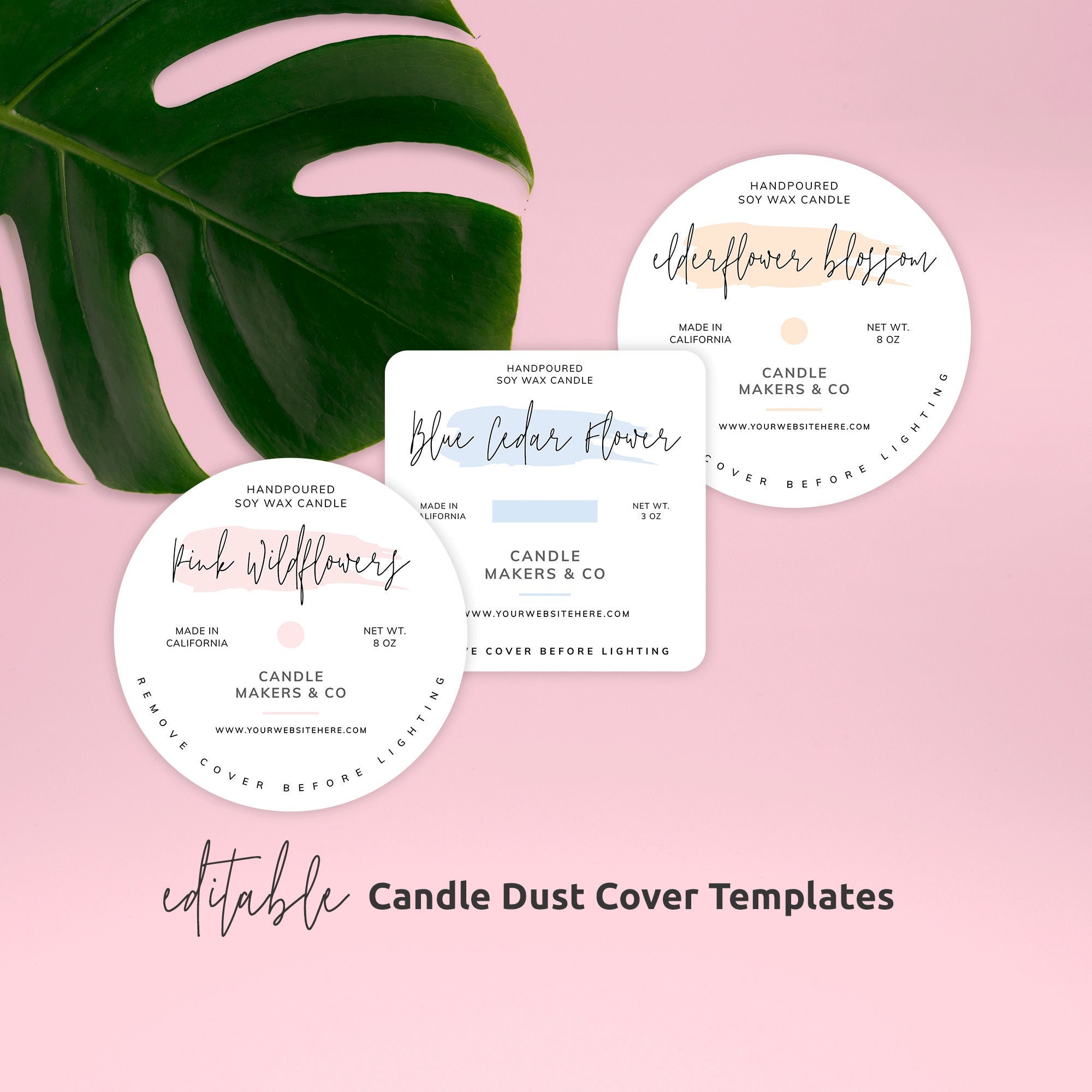 Basic Candle Dust Cover Template, Boho Editable Candle Dust Cover
