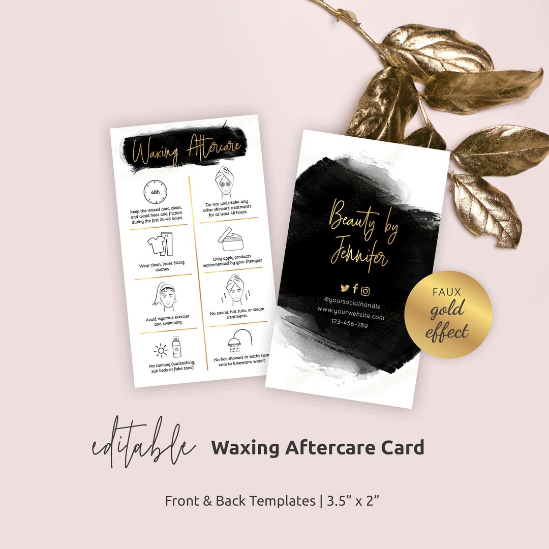 Waxing Aftercare Template, Editable Wax Care Card, Wax After Care Instructions, Instant Beauty