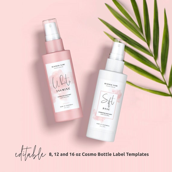 Spray Bottle Label Template Feminine 8 Oz 12 Oz 16 Oz Cosmo