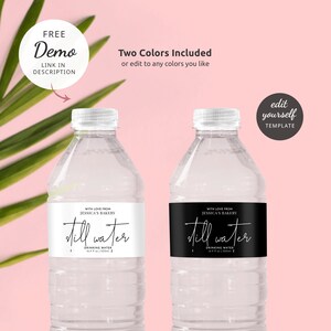 Minimalist Water Bottle Label Template, Editable Still Water Wrap ...