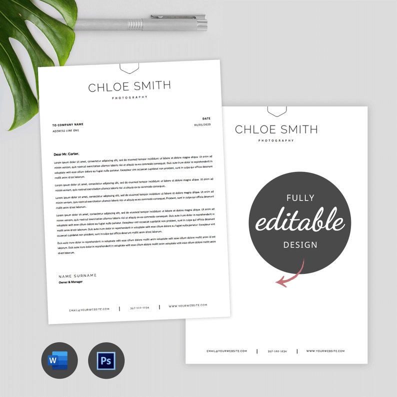 Corporate Letterhead Template Word, Company Letterhead Design, Business Letterhead A4, Printable Letterheads, DIY Business Letter Templates image 5