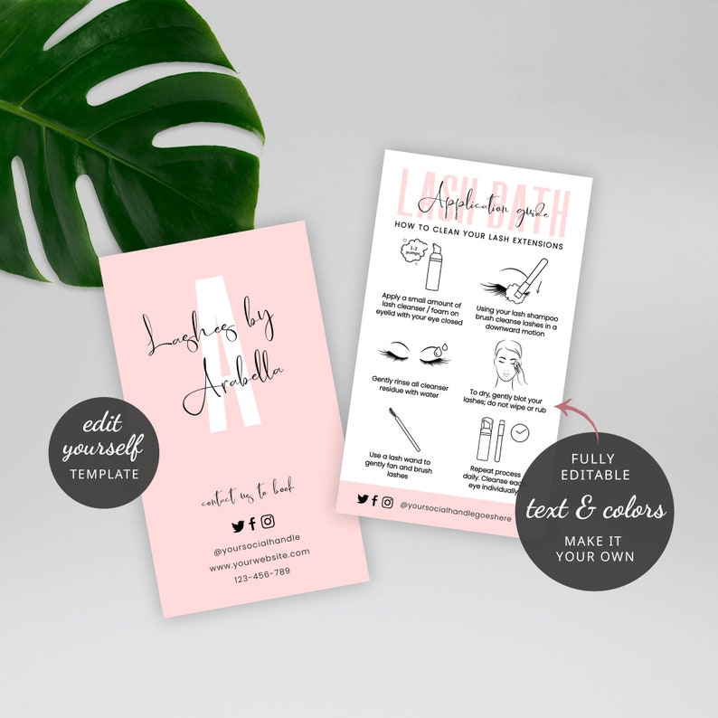 Lash Bath Care Card Template Lash Shampoo Care Instructions Etsy