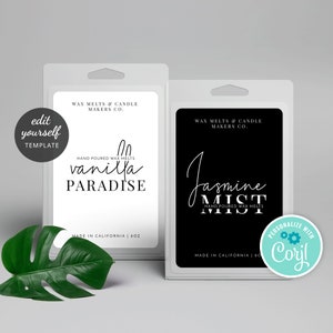 Wax Melts Labels Template, Minimalist Label Design, Customizable Wax Melt Label, 2x3 and 3x5, Wax Clamshell Sticker, Instant Access, M-002