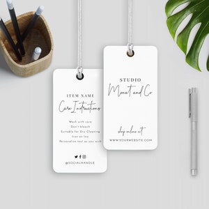 Minimalist Hang Tag Template, Editable Fashion Tag, Printable Swing Tags, Clothing Care Instructions Hangtag, Simple Punch Tag Design, M-002