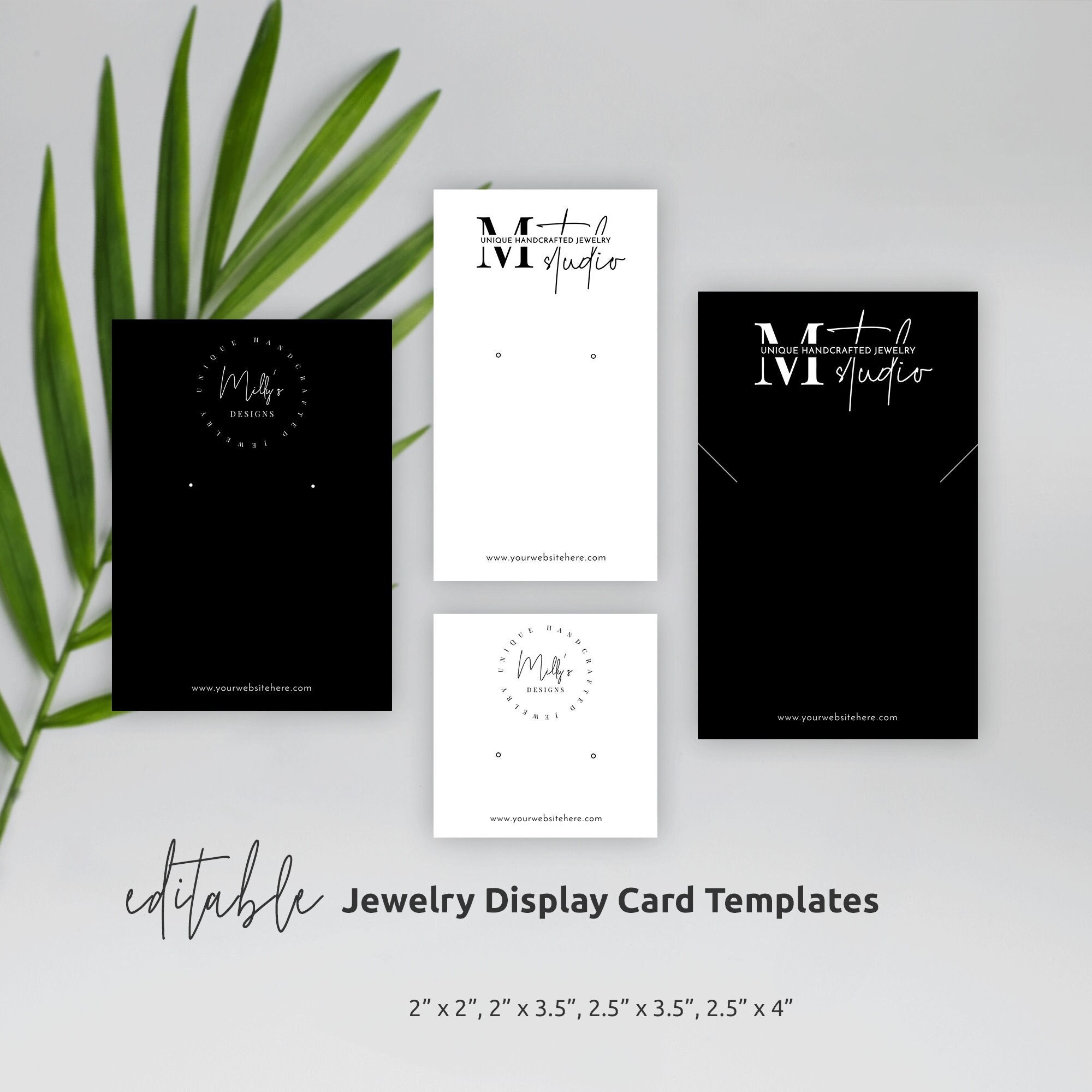 Editable Jewelry Display Cards, Minimalist Jewellery Display Cards,  Printable Earrings Display Template, Custom Necklace Hang Tags, M-002 