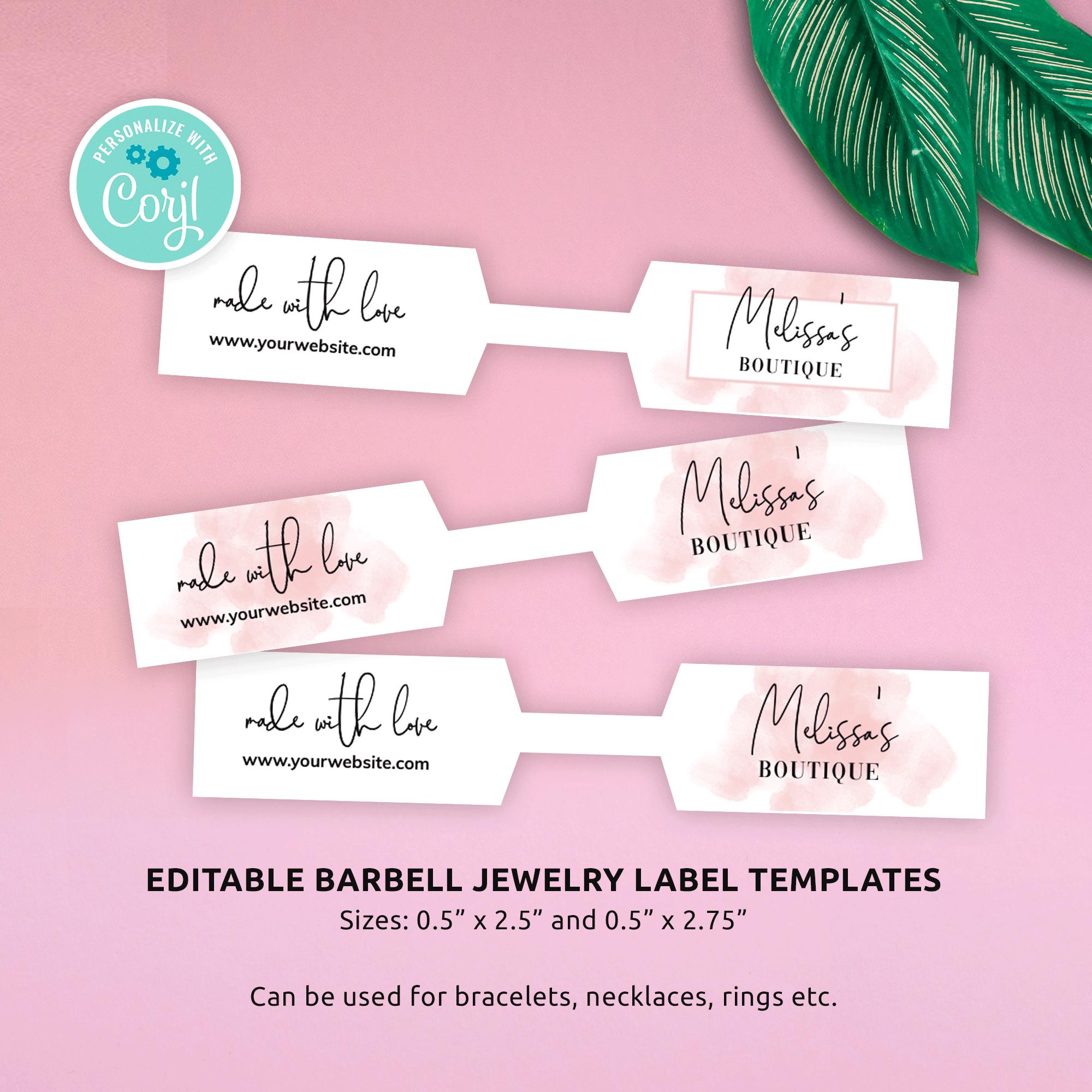 Custom Jewelry Tag Template, Girly Pink Watercolor Bracelet Label ...
