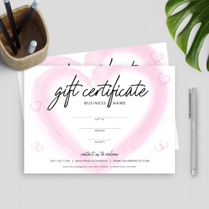 Editable Anniversary Gift Voucher, Valentine's Gift Certificate Template, Love Heart Beauty Salon Gift For You, Printable Gift Coupon Design