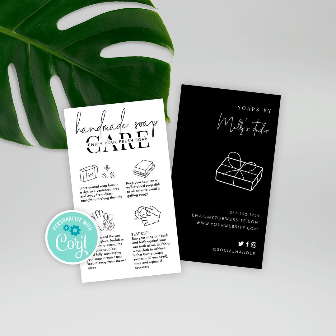 Fresh Soap Care Card Template, MINI Soap Care Guide Printable ...