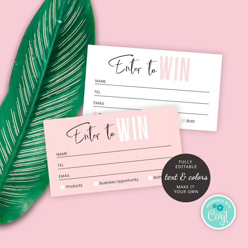 Feminine Enter to Win Template Editable Raffle Ticket Blush - Etsy