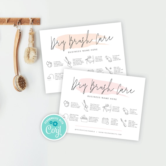 Dry Body Brush Care Guide Template Editable Exfoliating Brush - Etsy