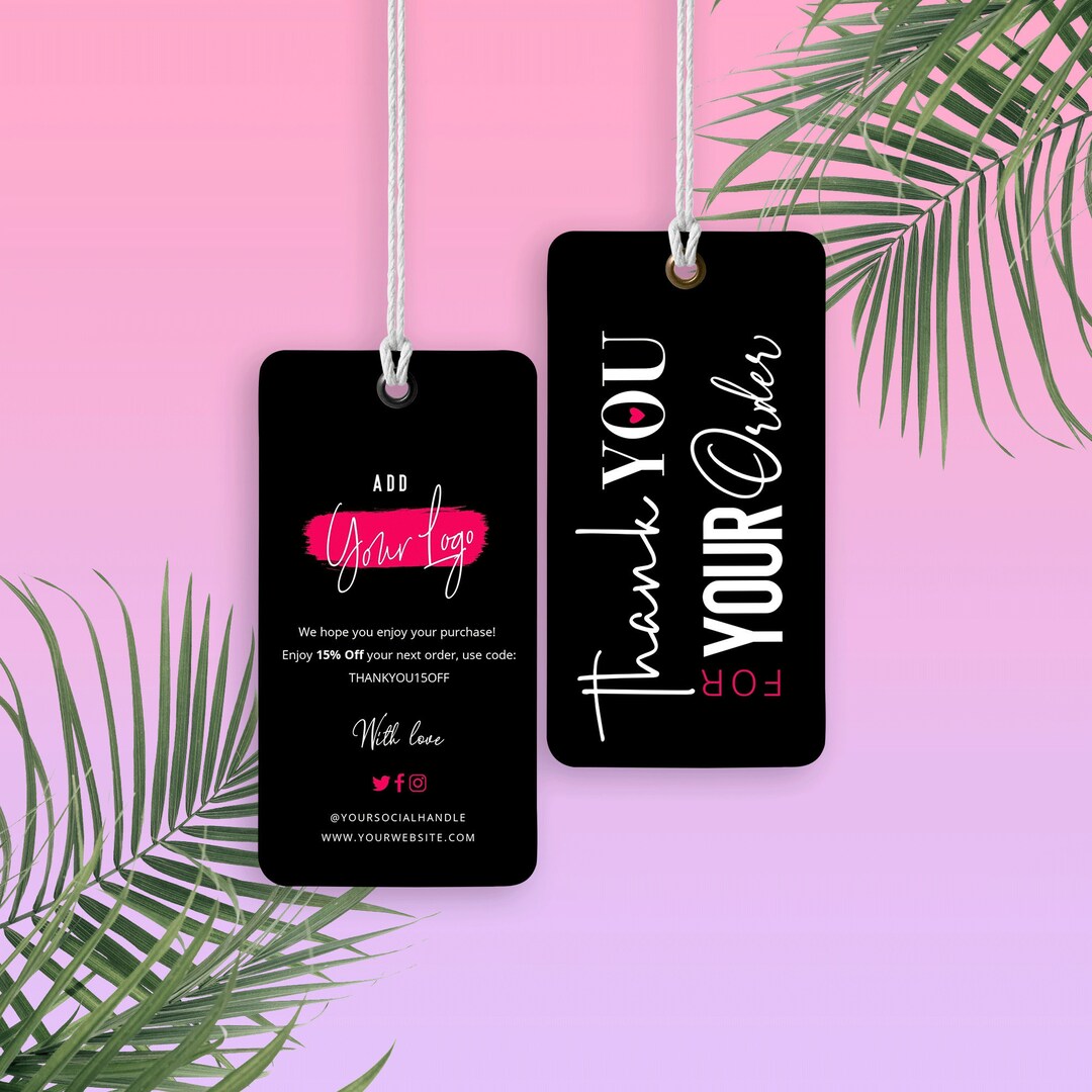 DIY Swing Tag Template Minimal Thank You Hang Tags Template Etsy