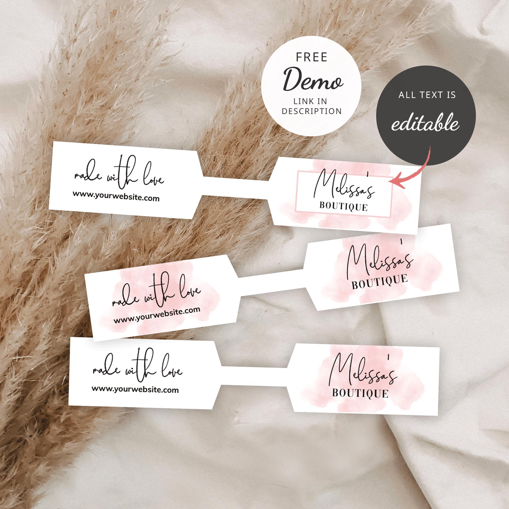 Custom Jewelry Tag Template, Girly Pink Watercolor Bracelet Label ...