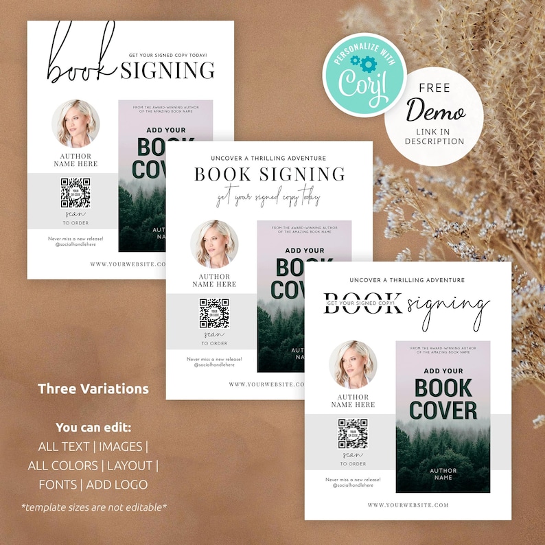New Book Series Sign Book Launch Table Sign Template, Custom Book Signing 8x10
