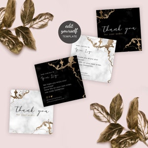 Editable Thank You for Order Template, Black Marble & Gold Business ...