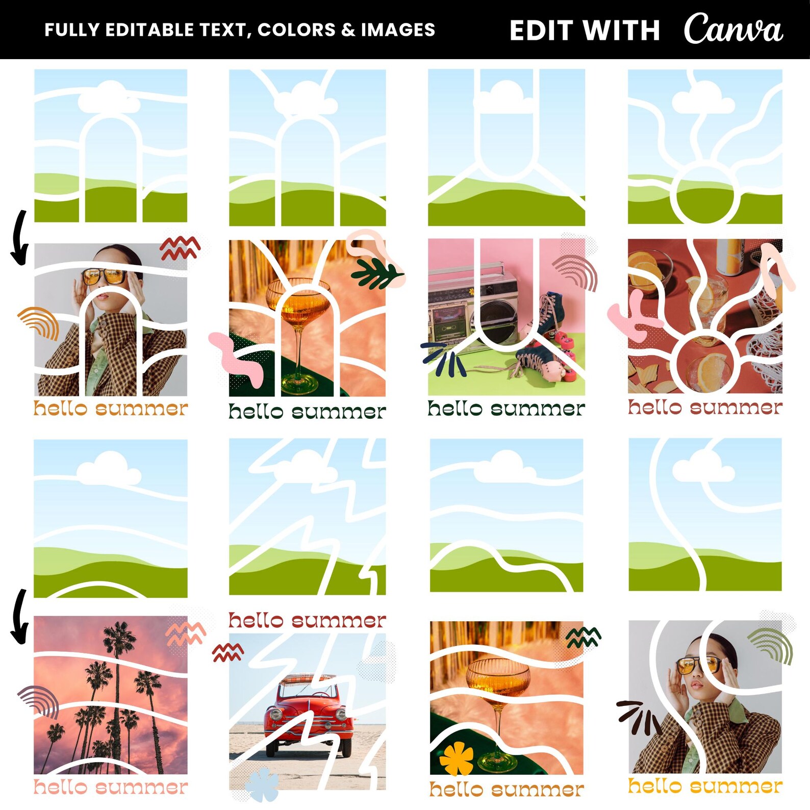 Retro Canva Frame Templates, Drag & Drop Groovy Canva Photo Frames ...