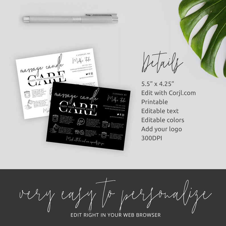 Massage Candle Care Guide Template Custom Massage Soy Wax Etsy