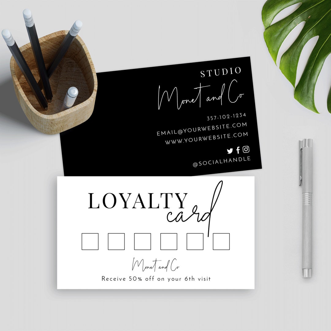 Minimalist Loyalty Card Template, Hairdresser Loyalty Cards, Printable