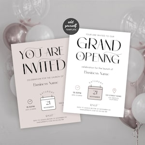 DIY Grand Opening Template, Modern Business Launch Event Invite Taupe & White, You Are Invited Flyer 5x7&quot;, Digital Marketing Template, TW01