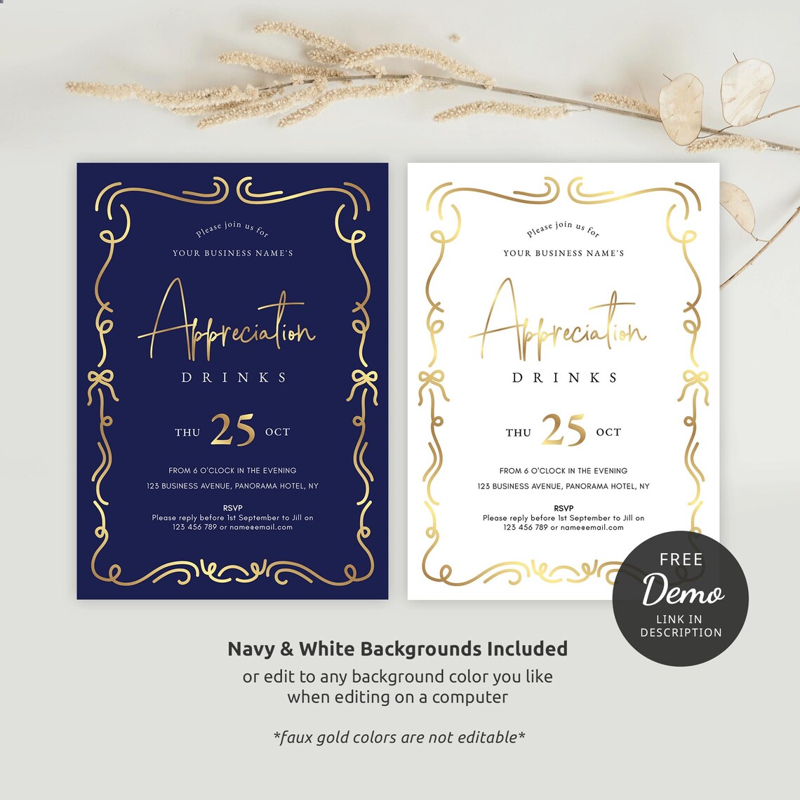 Client Invitation Client Appreciation Invitation Template, Navy & Gold Business Event ...
