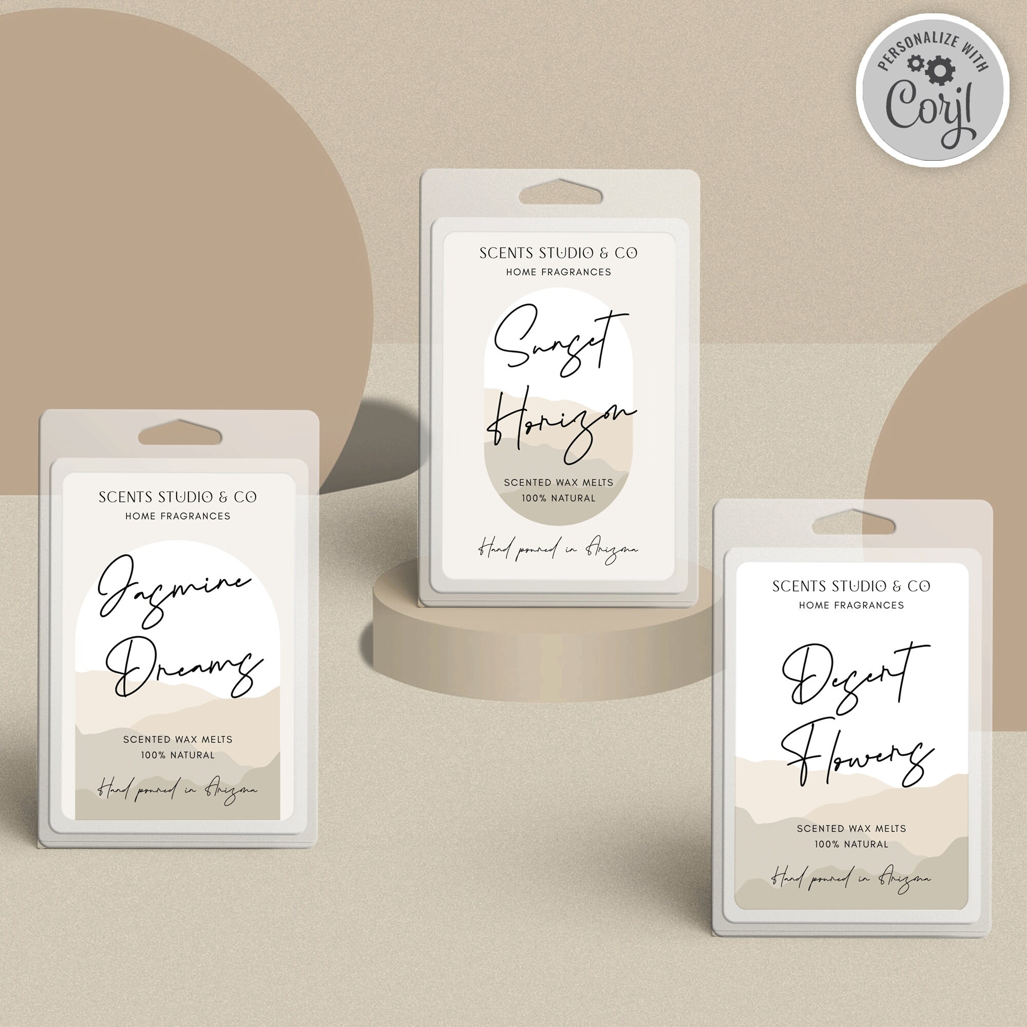 Boho Arch Labels Template, Modern Wax Melts Packaging Design, Editable ...