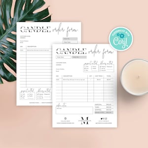 Candle Order Form Template, Editable Product Quotation Form, Printable Candle Business Invoice Instant Design, Add Your Logo Receipt M-002