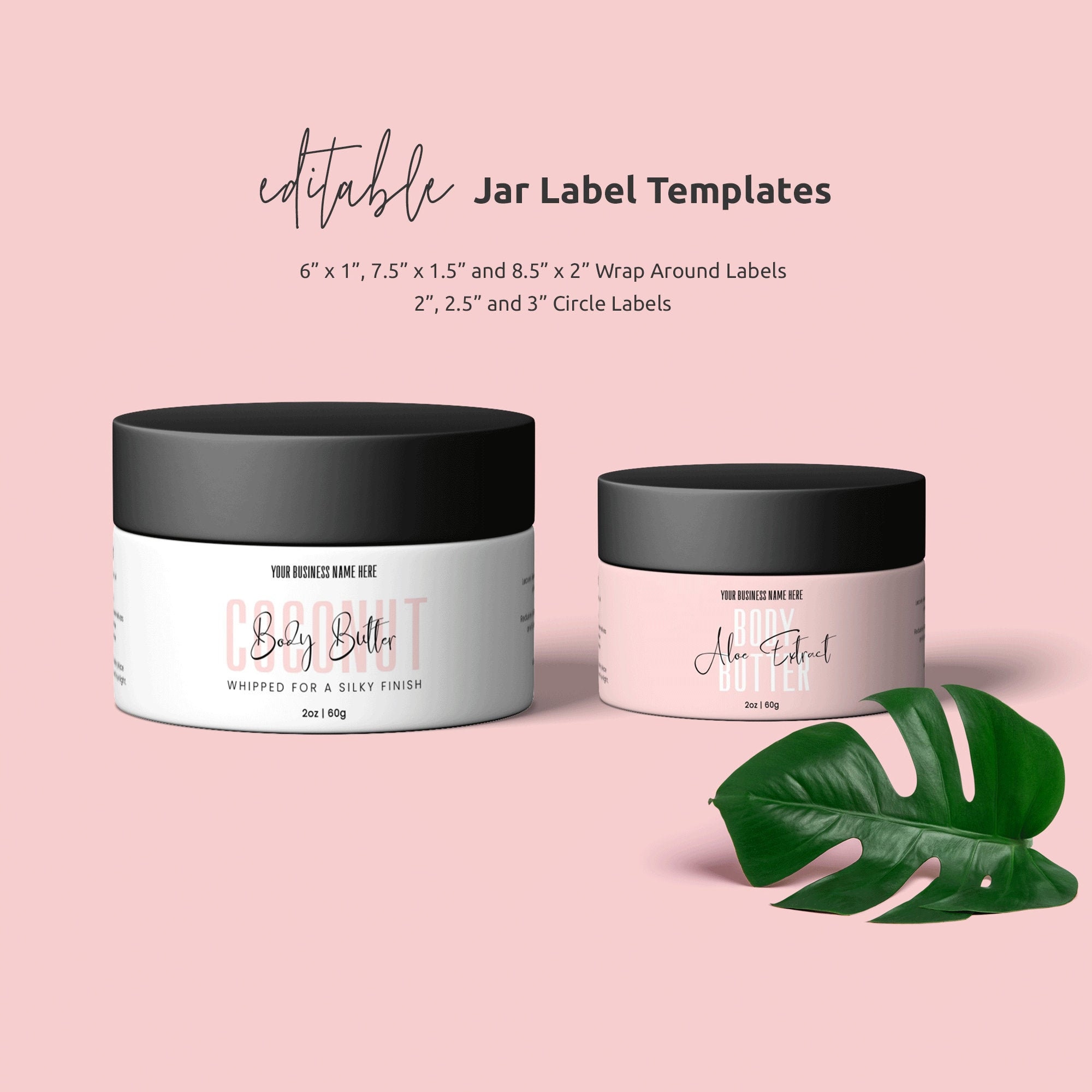 Editable Jar Label Template Cosmetic Jar Wrap Around Labels Etsy España