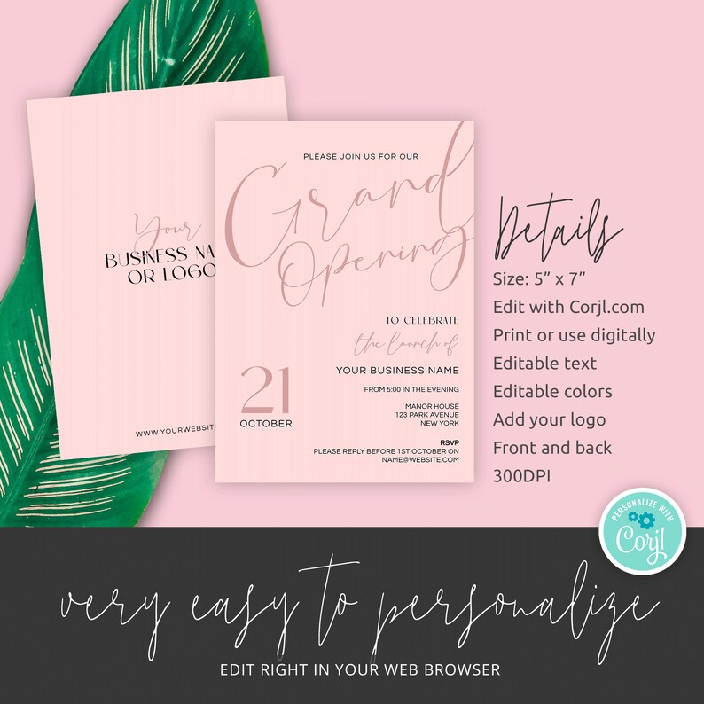 Business Launch Flyer Template, Grand Opening Invite Design, Editable ...