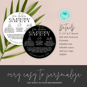 DIY Fire Starters Warning Label Template, Eco Firelighters Safety Round ...