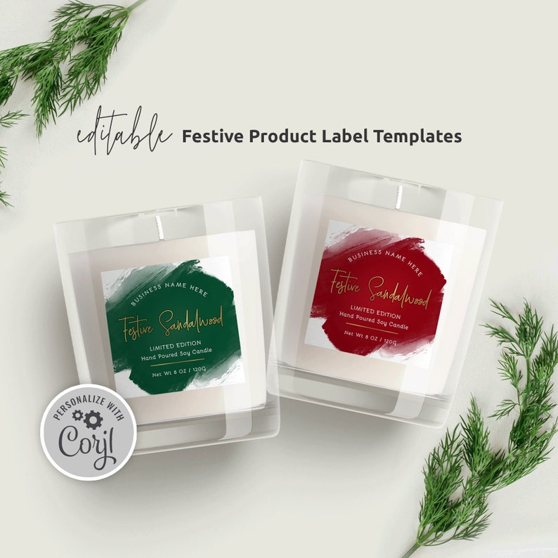 Festive Product Labels Template Christmas Candle Labels - Etsy